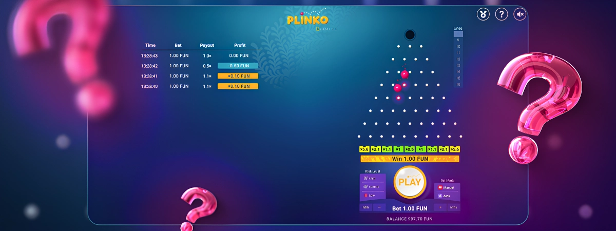 Інтерфейс гри Plinko BGaming